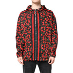 Dolce & Gabbana Black Cherry Print Hooded Windbreaker Jacket