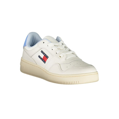 Tommy Hilfiger White Leather Women Sneaker with logo, stylish and comfortable footwear for a sporty-chic look.
