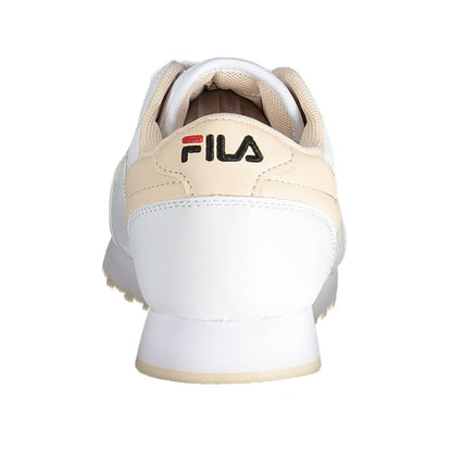 Fila White Synthetic Women Sneaker rear view with logo and contrasting details for a sporty-chic look.