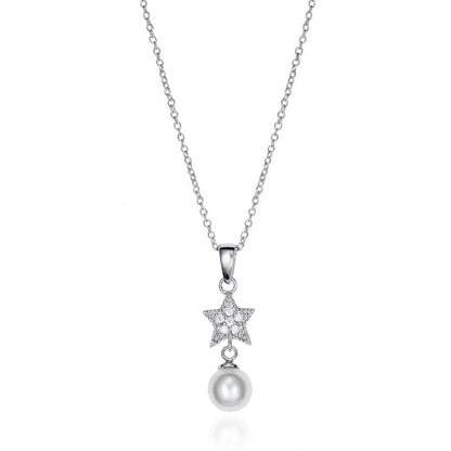 Silver necklace with star and pearl pendant, featuring VICEROY JEWELS Mod. 71046C000-68 for ladies, quartz analog, 925° silver.