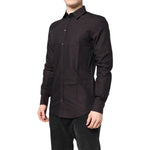 Dolce & Gabbana Maroon Jacquard Cotton GOLD Men Dress Shirt