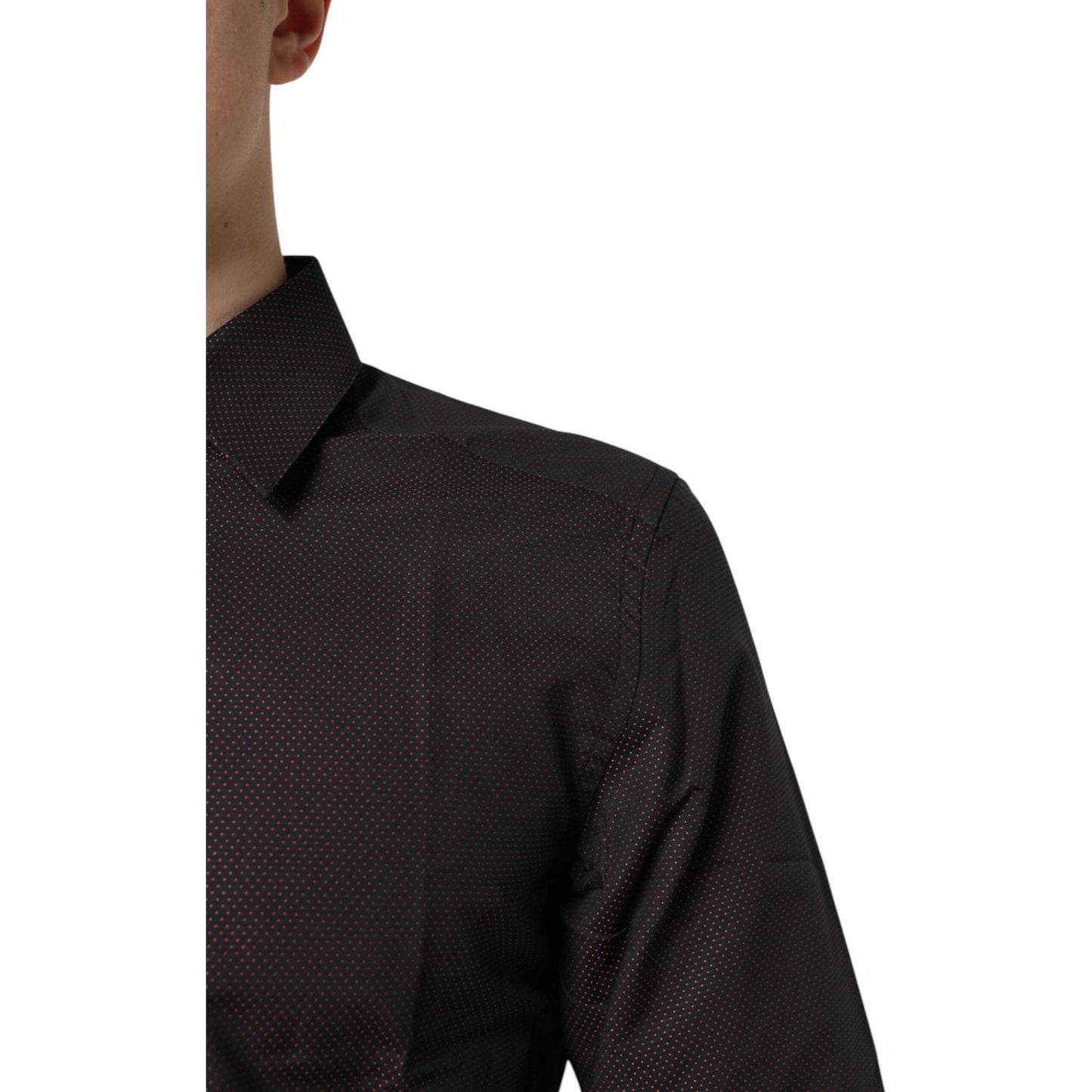 Dolce & Gabbana Maroon Jacquard Cotton GOLD Men Dress Shirt