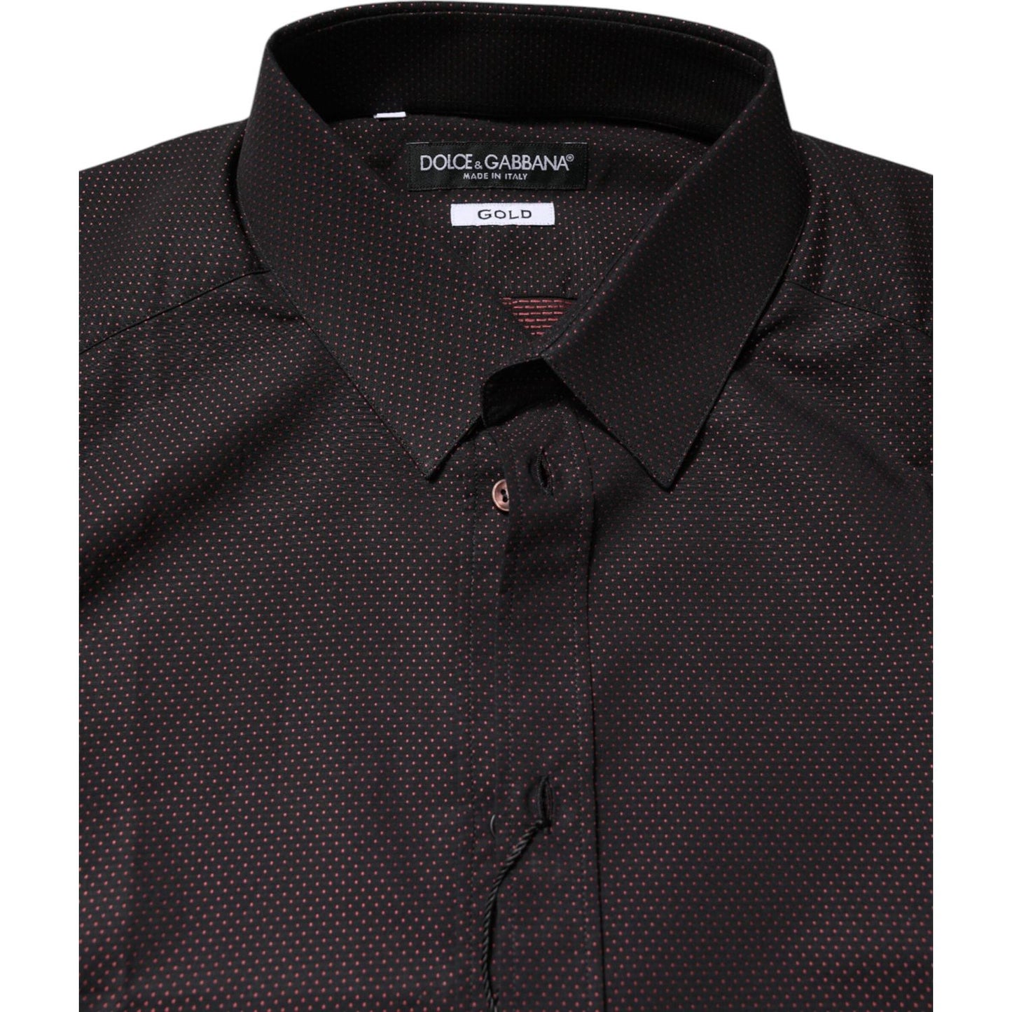 Dolce & Gabbana Maroon Jacquard Cotton GOLD Men Dress Shirt