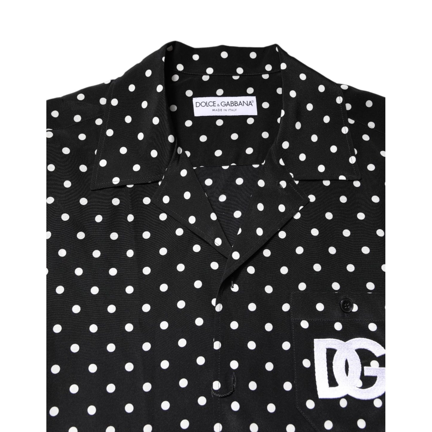 Dolce & Gabbana Black Polka Dot Short Sleeves Casual Shirt