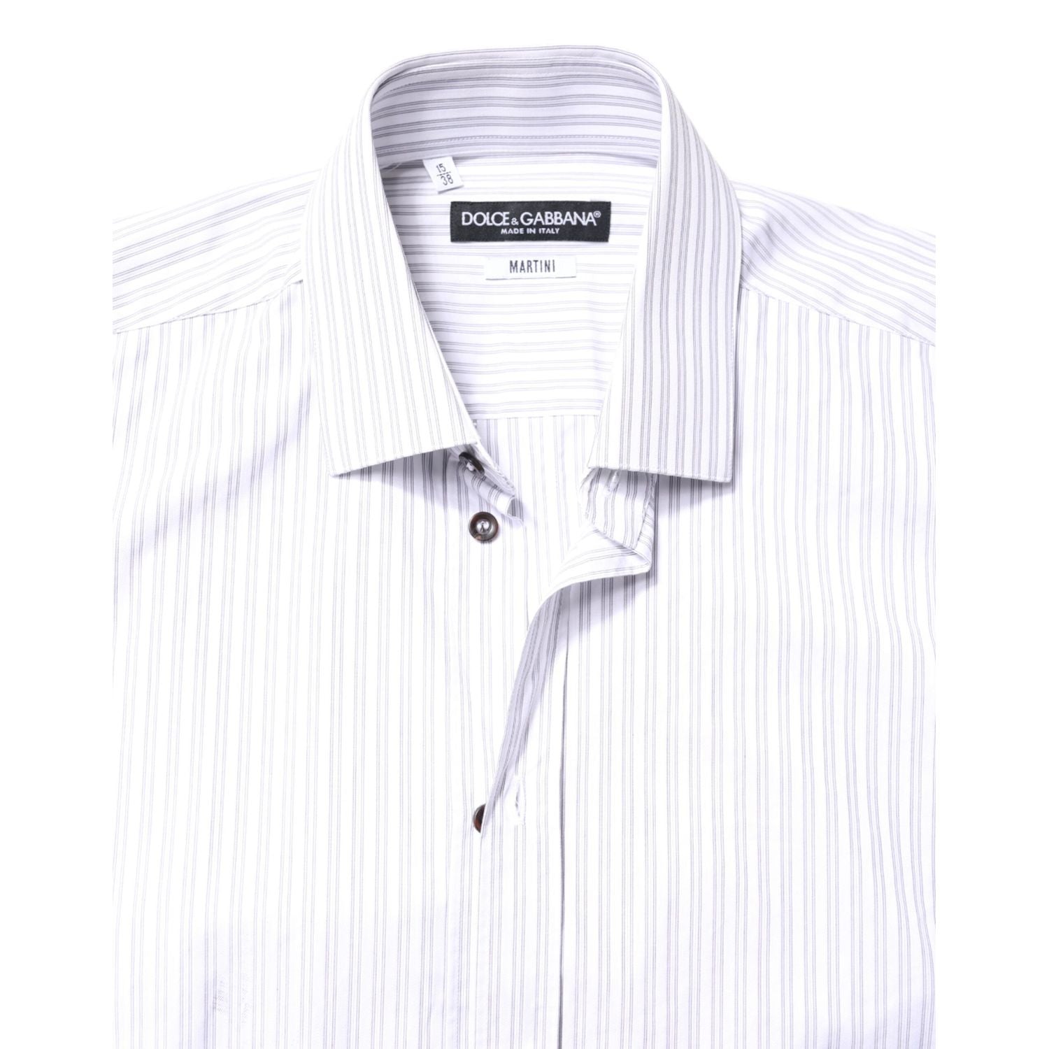 Dolce & Gabbana White Striped Cotton MARTINI Men Dress Shirt