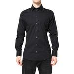 Dolce & Gabbana Black GOLD Cotton Long Sleeves Dress Shirt