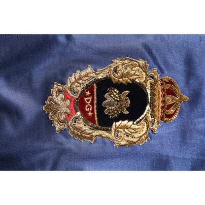 Dolce & Gabbana Blue Nylon Logo Patch Men Bomber Sweater