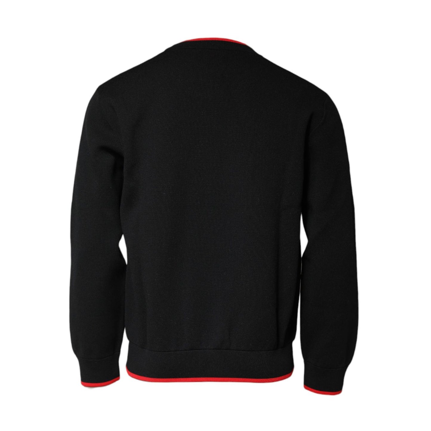 Dolce & Gabbana Black Nylon DGLogo Knit Men Pullover Sweater
