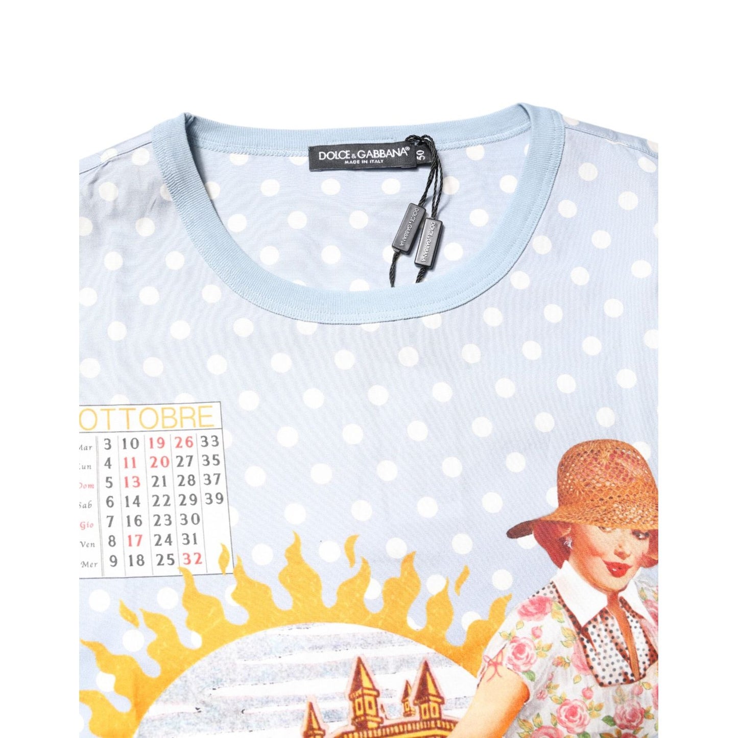 Dolce & Gabbana Light Blue Graphic Print Short Sleeve T-shirt