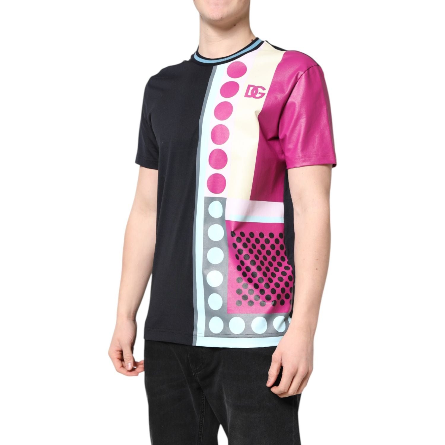 Dolce & Gabbana Multicolor Printed Logo Short Sleeve T-shirt