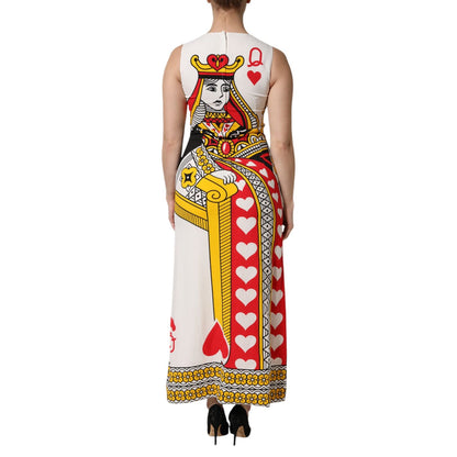 Dolce & Gabbana White Queen Of Hearts Sleeveless Maxi Dress