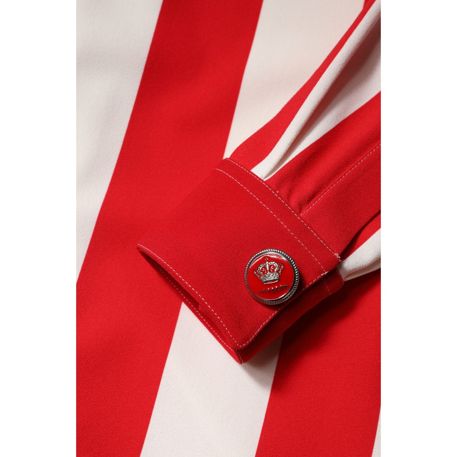 Dolce & Gabbana White Red Stripes Long Sleeves Mini Dress