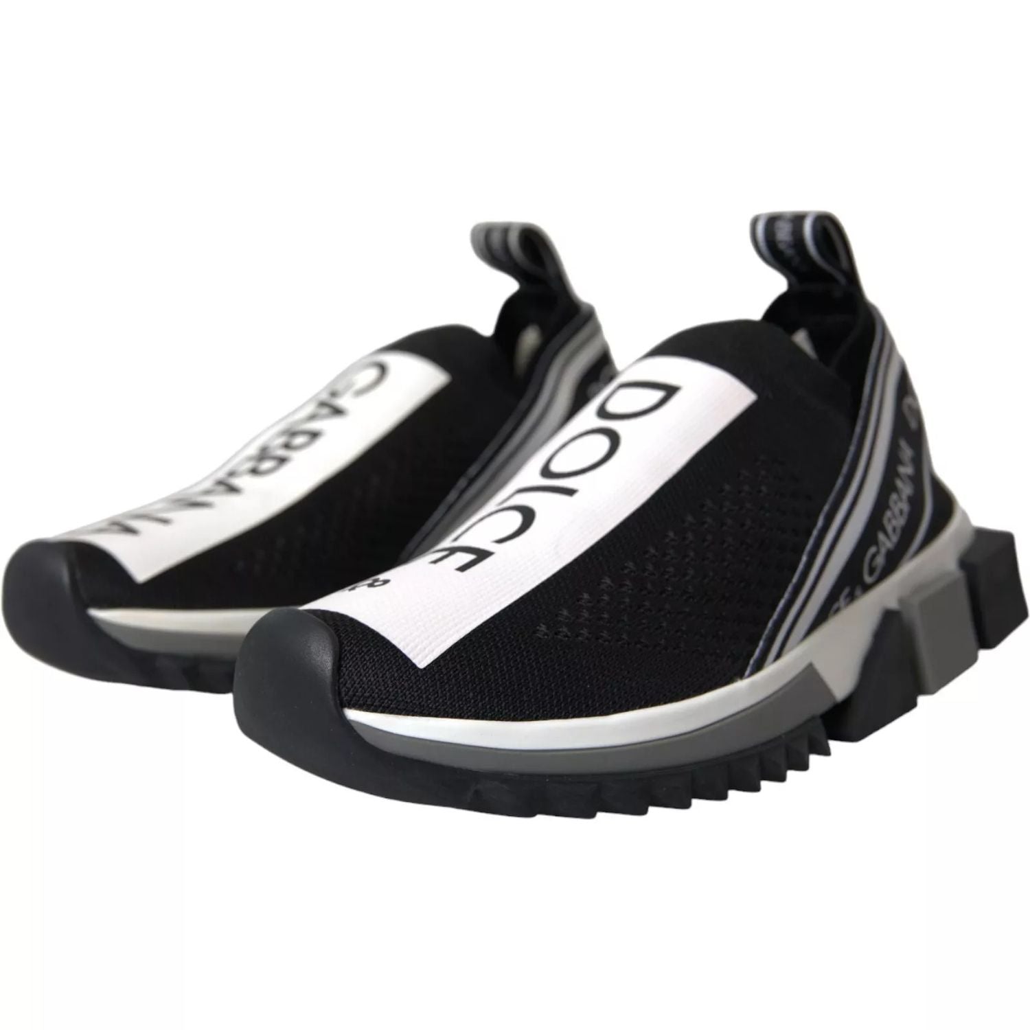 Dolce & Gabbana Black White Slip On Sorrento Sneakers Shoes