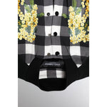 Dolce & Gabbana Black White Check Floral Button Down Jacket JKT41445-36