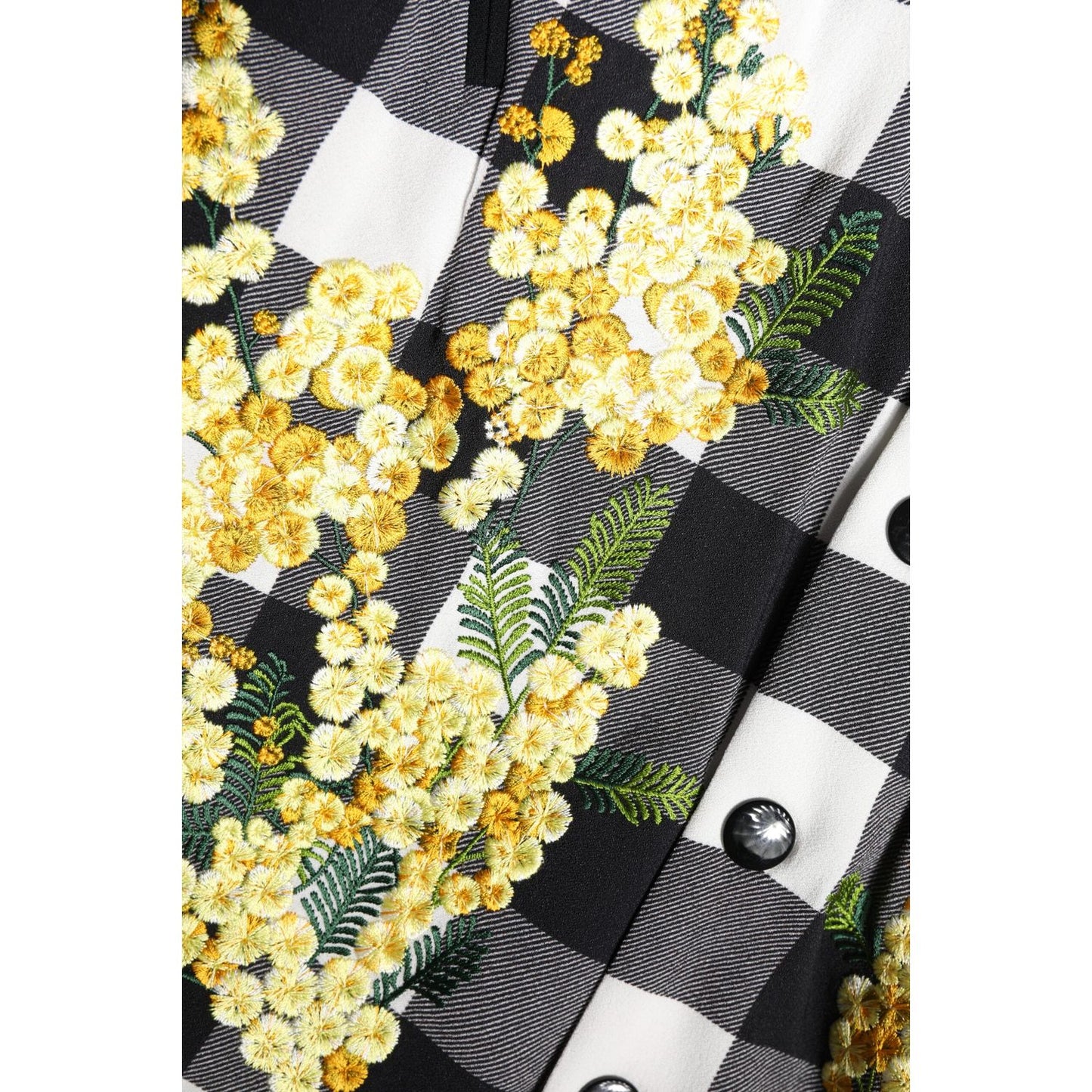 Dolce & Gabbana Black White Check Floral Button Down Jacket JKT41445-36