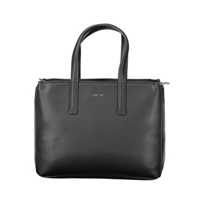 Calvin Klein Black Polyester Women Handbag with sleek design, dual handles, adjustable strap, and a secure zip closure for urban chic style