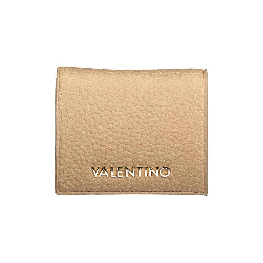 Mario Valentino Beige Polyethylene Wallet with coin purse, card spaces, and logo. Recycled material, automatic closure.
