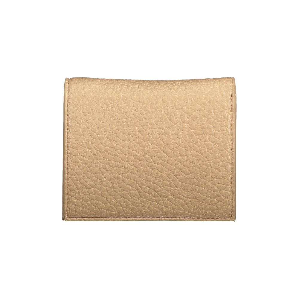 Mario Valentino Beige Polyethylene Wallet with coin purse, card spaces, automatic closure, and logo made from recycled materials.