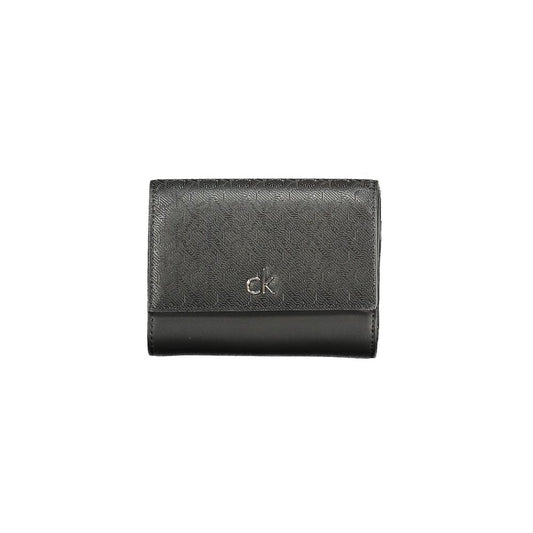 Calvin Klein Black Polyester Women Wallet with RFID-blocking feature and iconic logo
