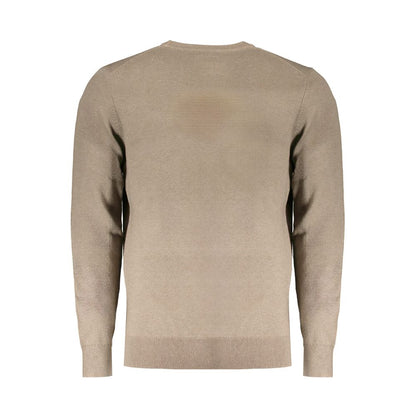 Back view of Norway 1963 Brown Wool Men Sweater, showcasing long sleeves and fine craftsmanship in Scandinavian style.