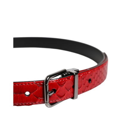 Dolce & Gabbana Red Exotic Leather Brass Metal Buckle Belt