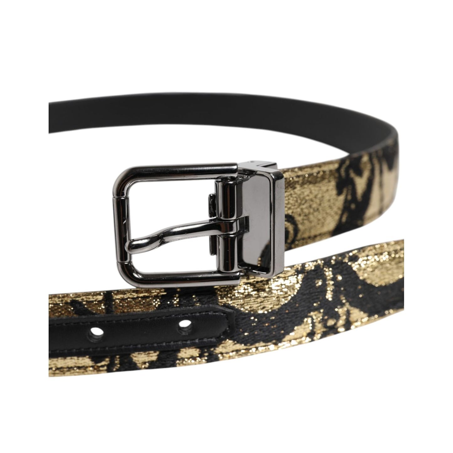 Dolce & Gabbana Multicolor Jacquard Leather Metal Buckle Belt