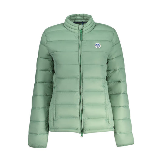 North Sails Green Polyamide Jackets & Coat with long sleeves, zip closure, and logo application, featuring two external pockets.