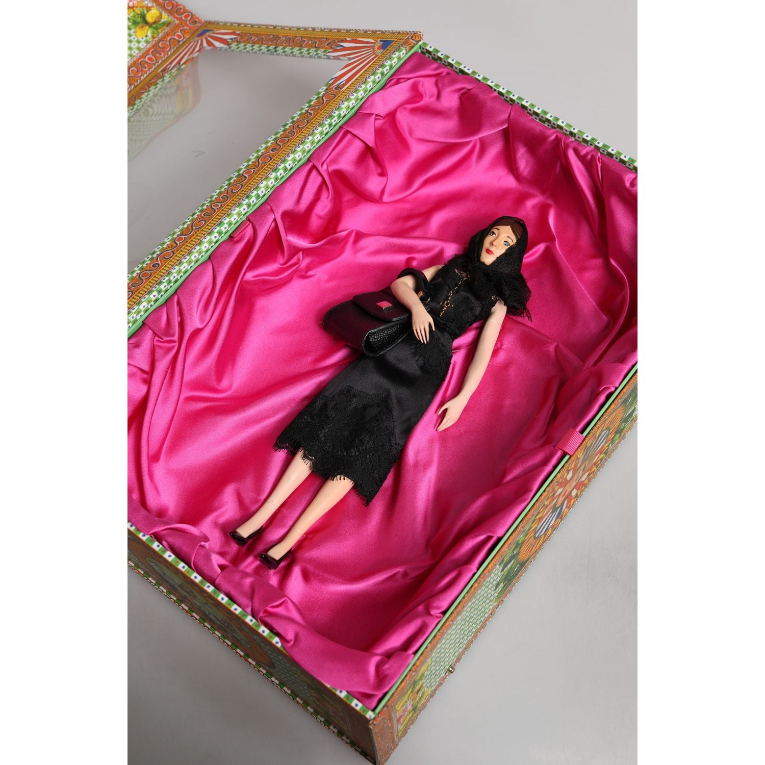 Dolce & Gabbana Black Dress Ceramic Porcelain Fashion Leather Sicily Dolls