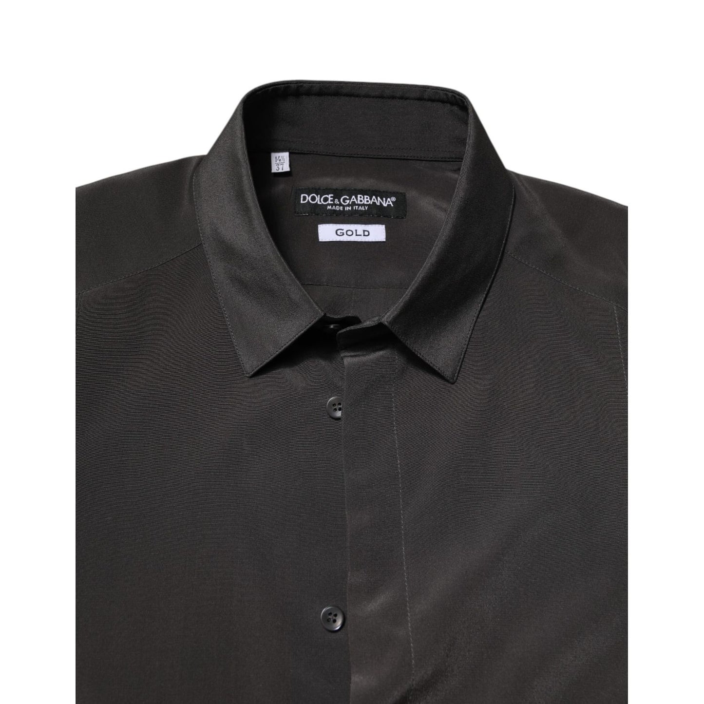 Dolce & Gabbana Dark Gray Silk GOLD Dress Formal Shirt