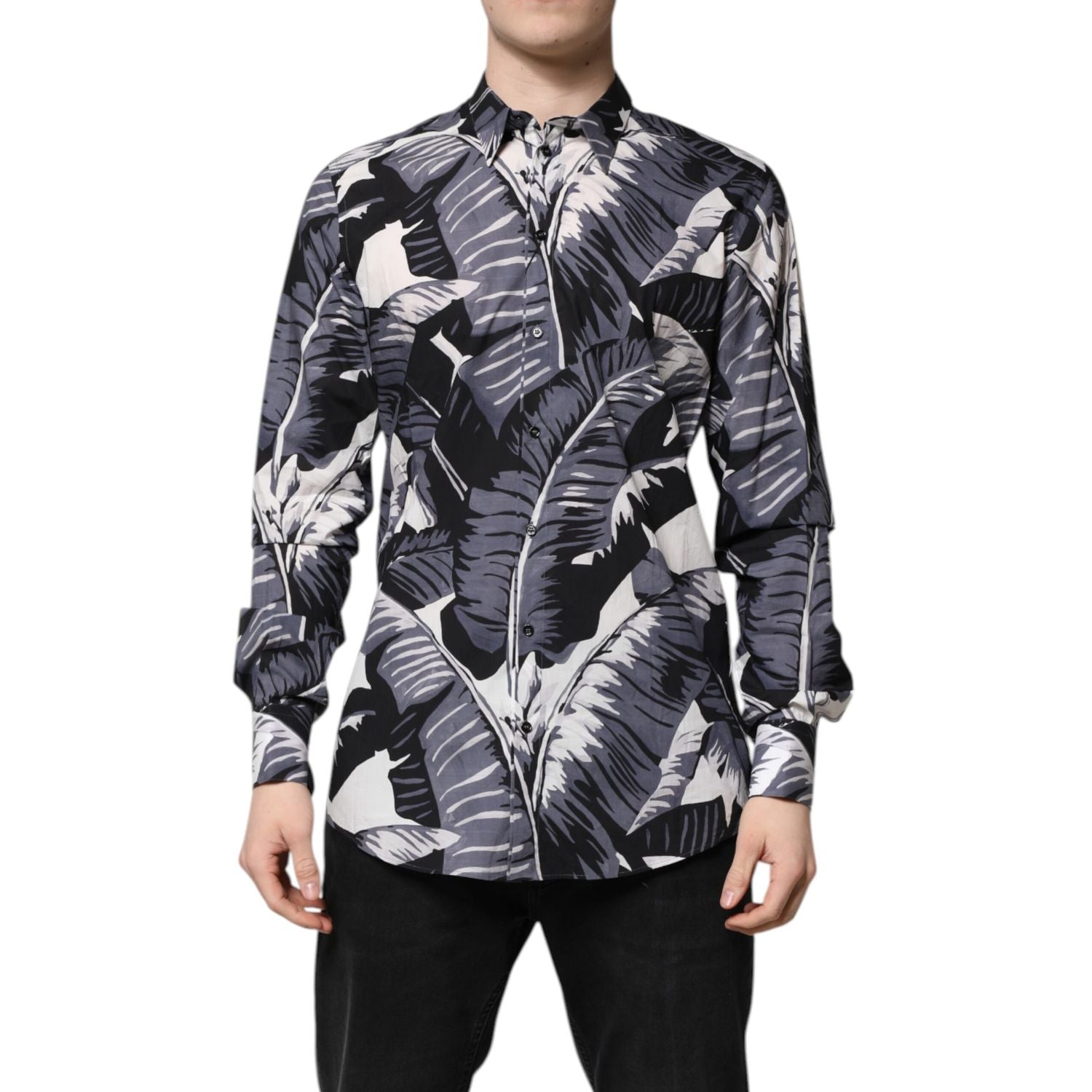 Dolce & Gabbana Multicolor GOLD Cotton Banana Leaf Print Shirt