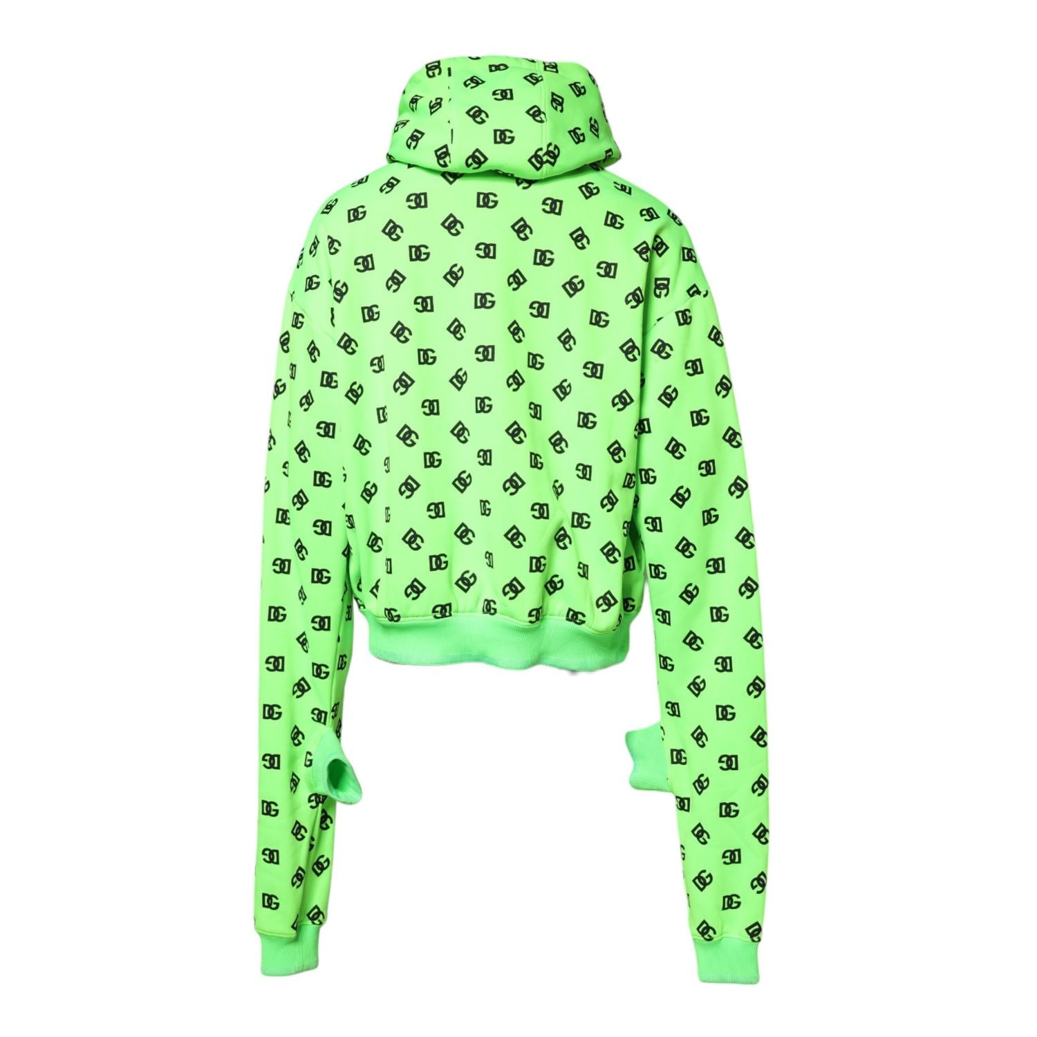 Dolce & Gabbana Green Polyester DGLogo Print Hooded Sweater