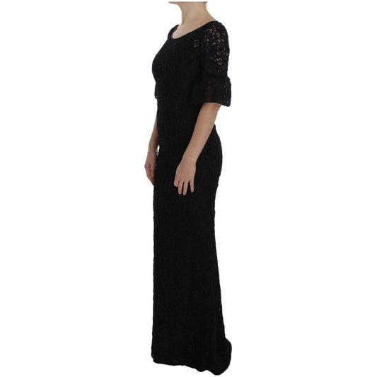 Dolce & Gabbana Black Floral Lace Long Bodycon Maxi Dress NOC10084-2
