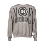 Dolce & Gabbana Gray Logo Print Crew Neck Pullover Sweater