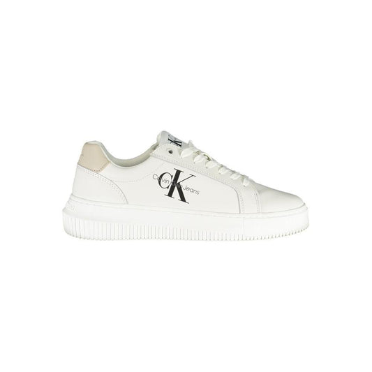 Calvin Klein Chic White Lace-Up Sneakers with Contrast Details