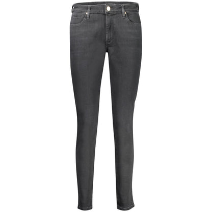 Guess Jeans Black Cotton Women Jeans featuring a sleek skinny mid fit, 5-pocket style, and sustainable recycled cotton material.