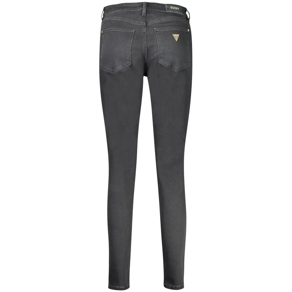Back view of Guess Jeans Black Cotton Women Jeans with logo and classic pocket design, emphasizing sustainability and style.