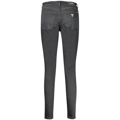 Back view of Guess Jeans Black Cotton Women Jeans with logo and classic pocket design, emphasizing sustainability and style.