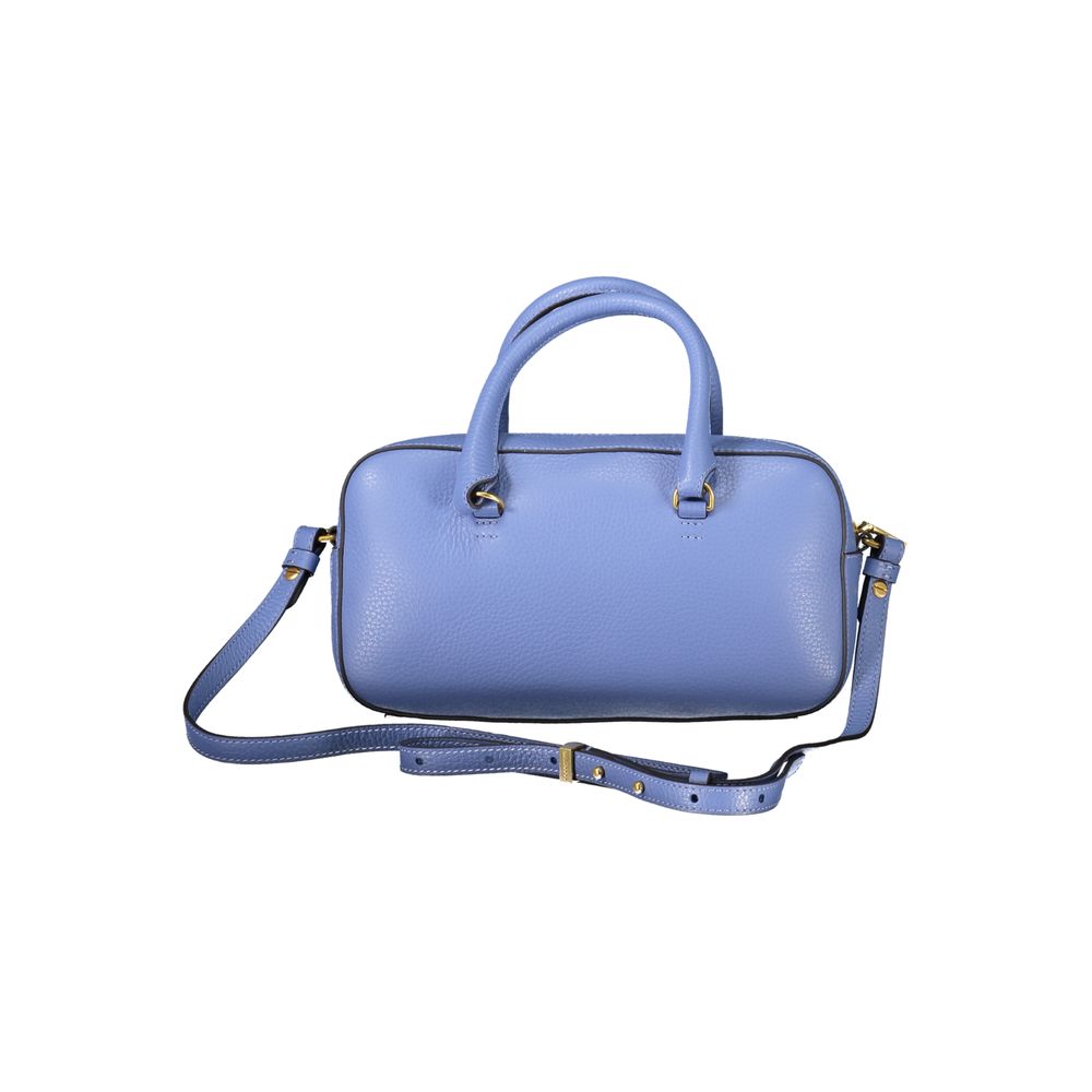 Coccinelle Light Blue Leather Women Handbag with detachable strap and dual handles, showcasing elegant and contemporary design.