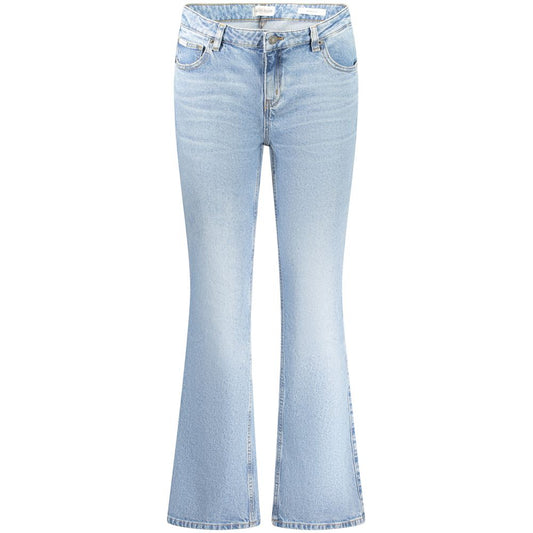 Guess Jeans Blue Cotton Women Jeans with bootcut style and chic washed effect.