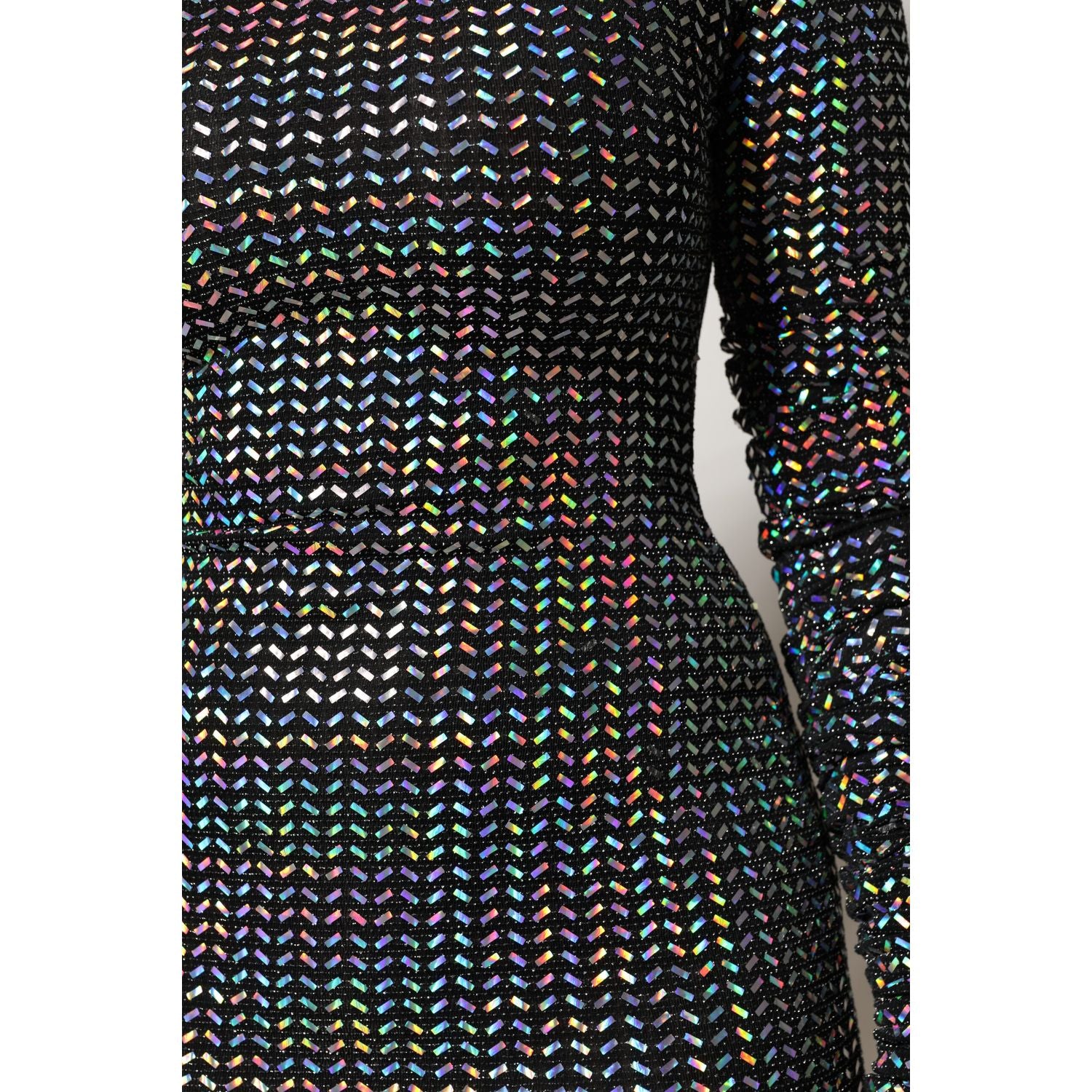 Dolce & Gabbana Black Embellished Nylon Bodycon Mini Dress