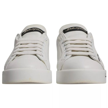 Dolce & Gabbana White Blue Logo Portofino Sneakers Shoes