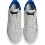 Dolce & Gabbana White Blue Leather Logo Low Top Sneakers Shoes