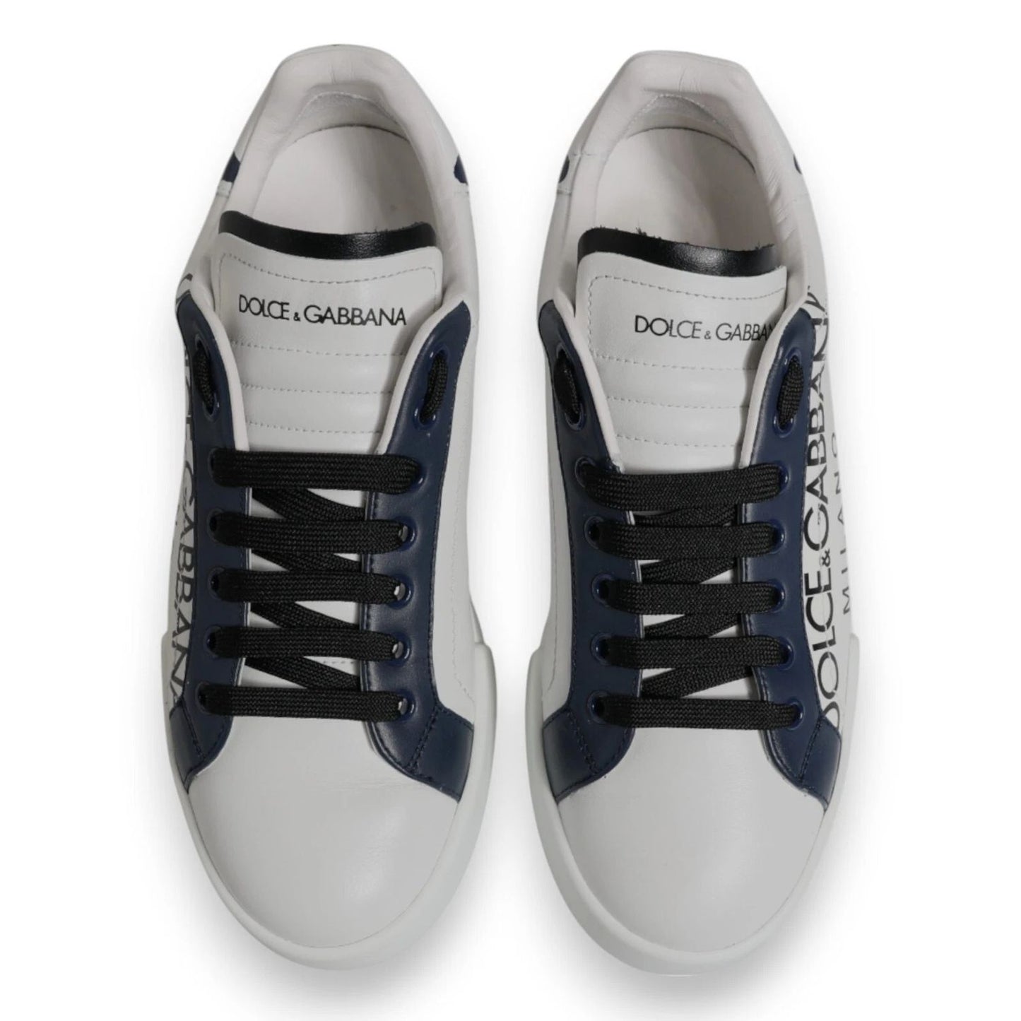 Dolce & Gabbana White Blue Crown Low Top Men Sneakers Shoes