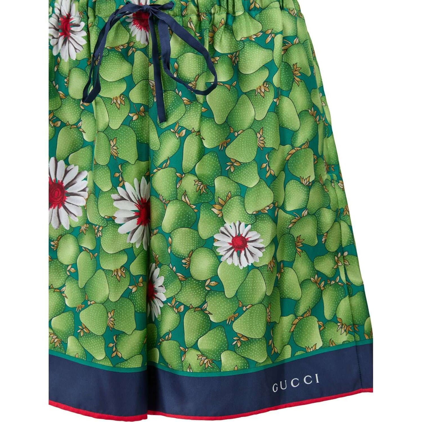 Gucci Green Flower Printed Silk Shorts