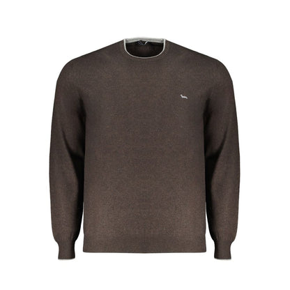 Harmont & Blaine Brown Cashmere Sweater with crew neck, long sleeves, and contrast details, featuring an embroidered logo.