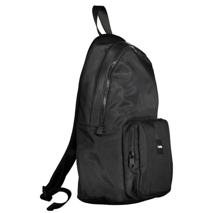 Calvin Klein Black Polyester Men Backpack with zip pockets and adjustable straps, ideal for style-conscious urban trendsetters.