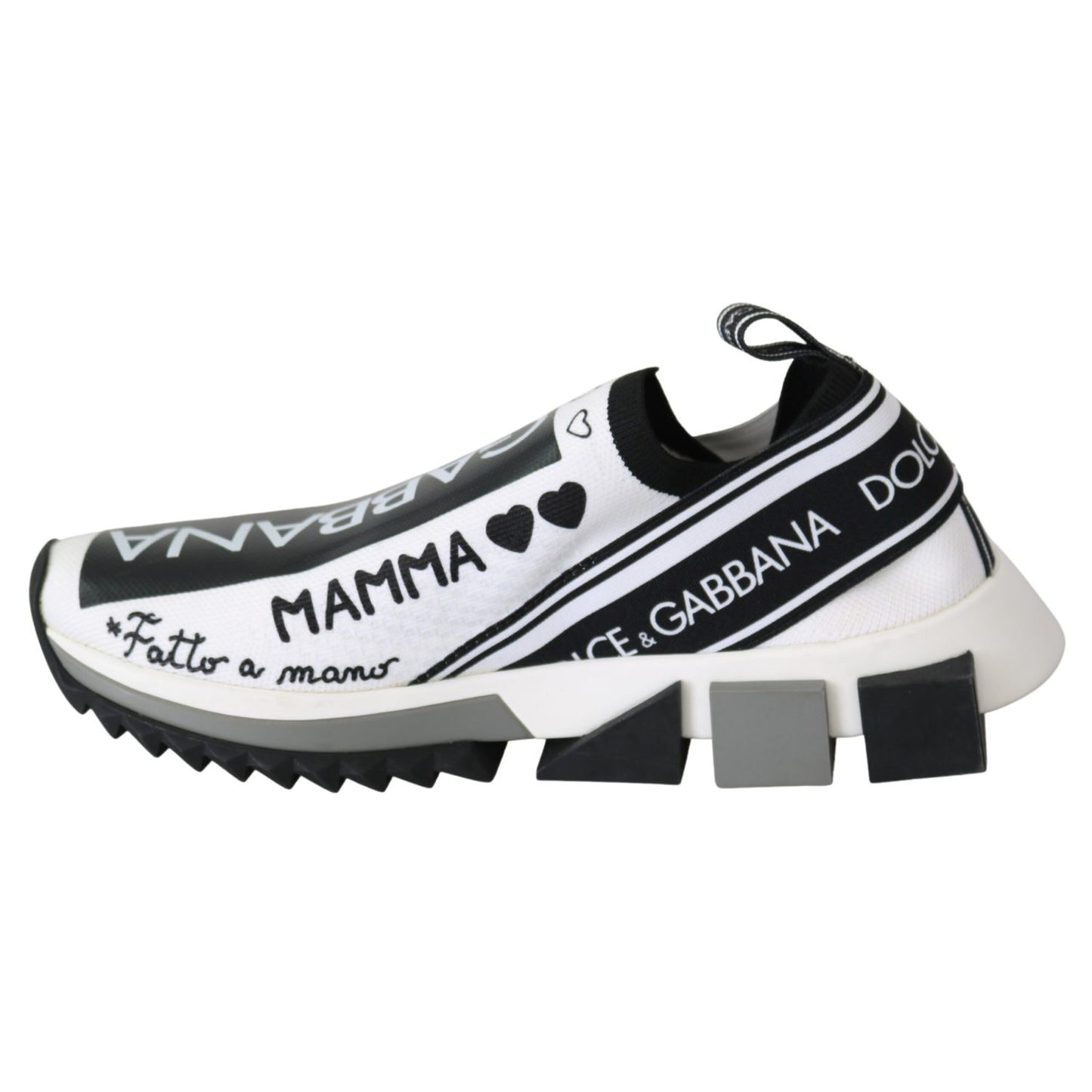 Dolce & Gabbana White Black Slip On Sorrento Sneakers