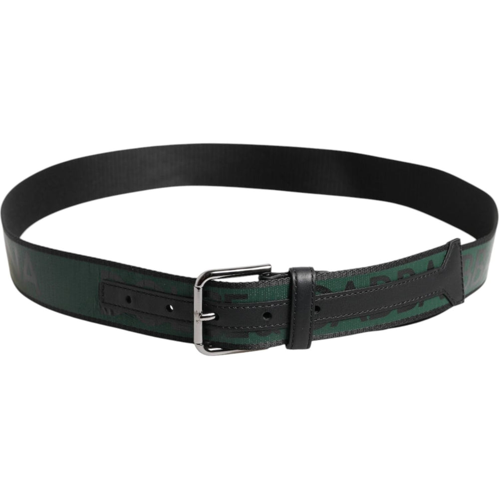 Dolce & Gabbana Green Black Polyester DG Logo Buckle Belt