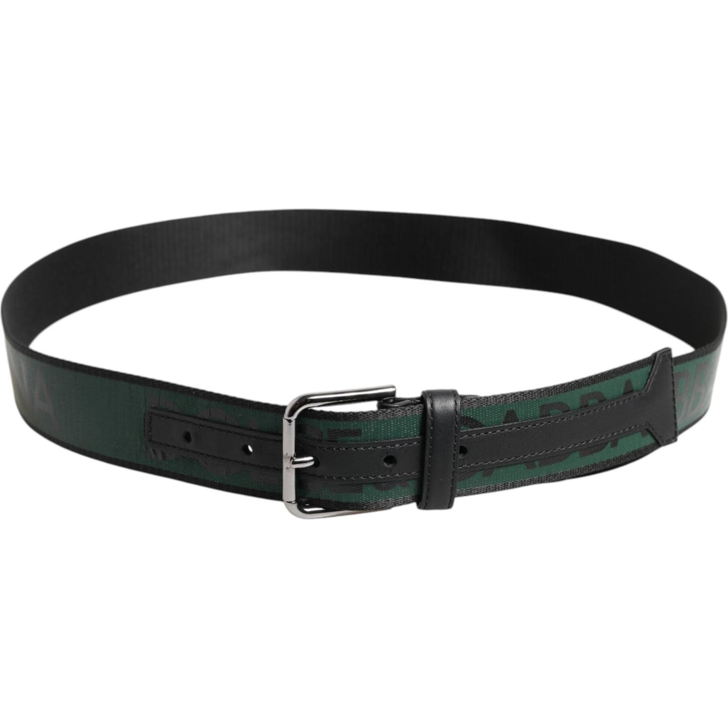 Dolce & Gabbana Green Black Polyester DG Logo Buckle Belt