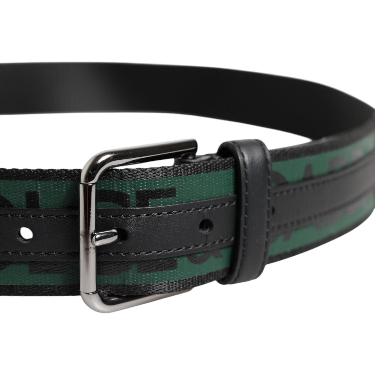 Dolce & Gabbana Green Black Polyester DG Logo Buckle Belt